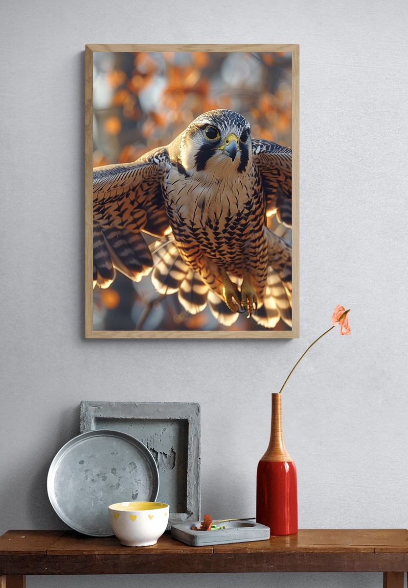 Peregrine Falcon Wildlife Photography Poster. — room view 3