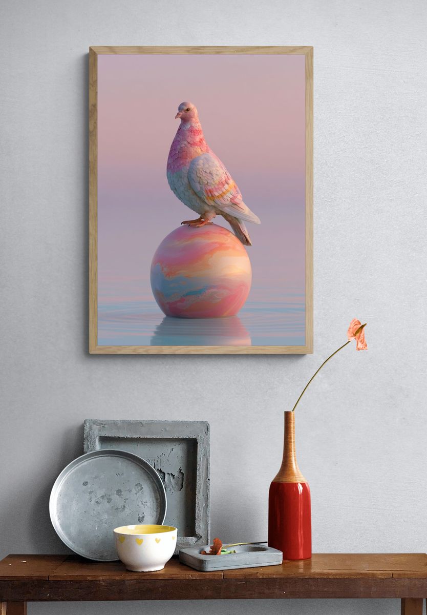 Pastel Dove Dreamscape Poster. — room view 3