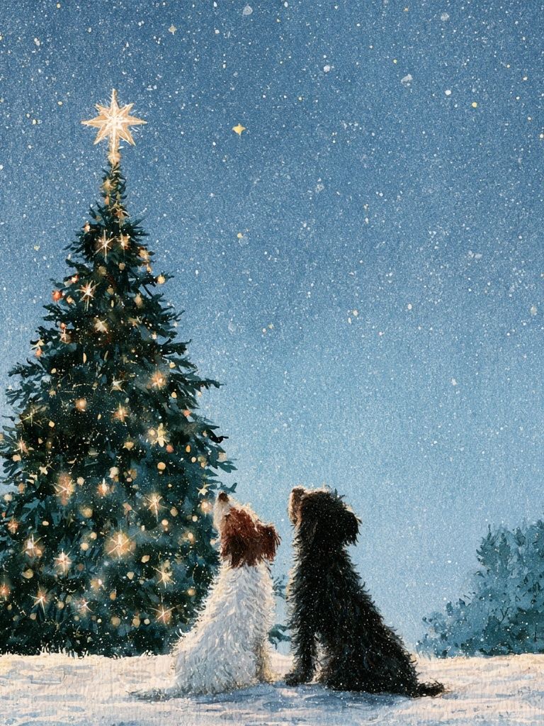 Christmas Dogs Winter Poster. poster detail
