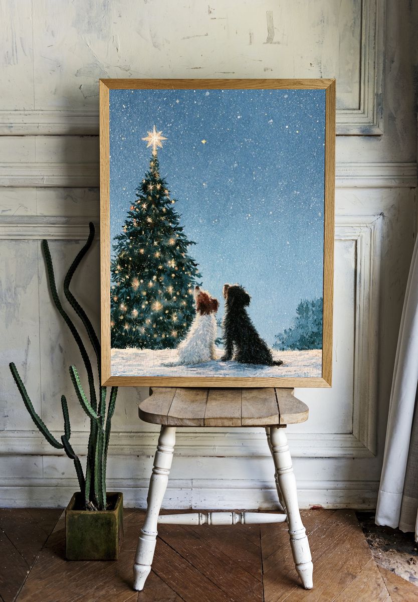 Christmas Dogs Winter Poster. room preview
