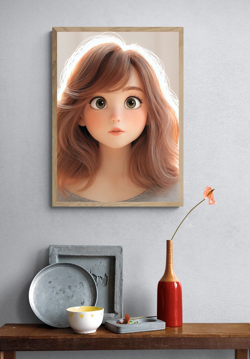 Anime Girl Portrait Print. — room view 3