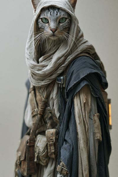 Mystic Hooded Cat Portrait Print. poster