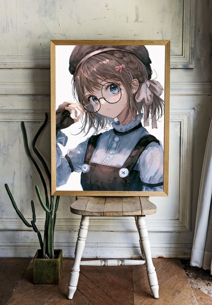 Anime Girl Portrait Print. room preview