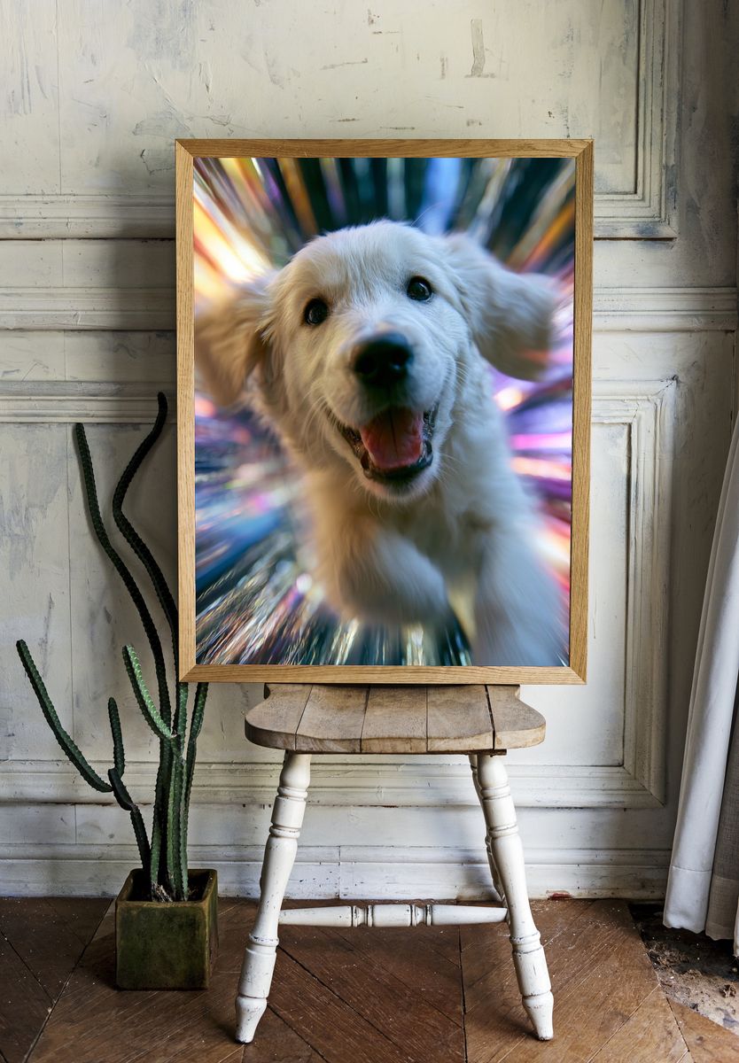 Golden Retriever Burst Poster. room preview