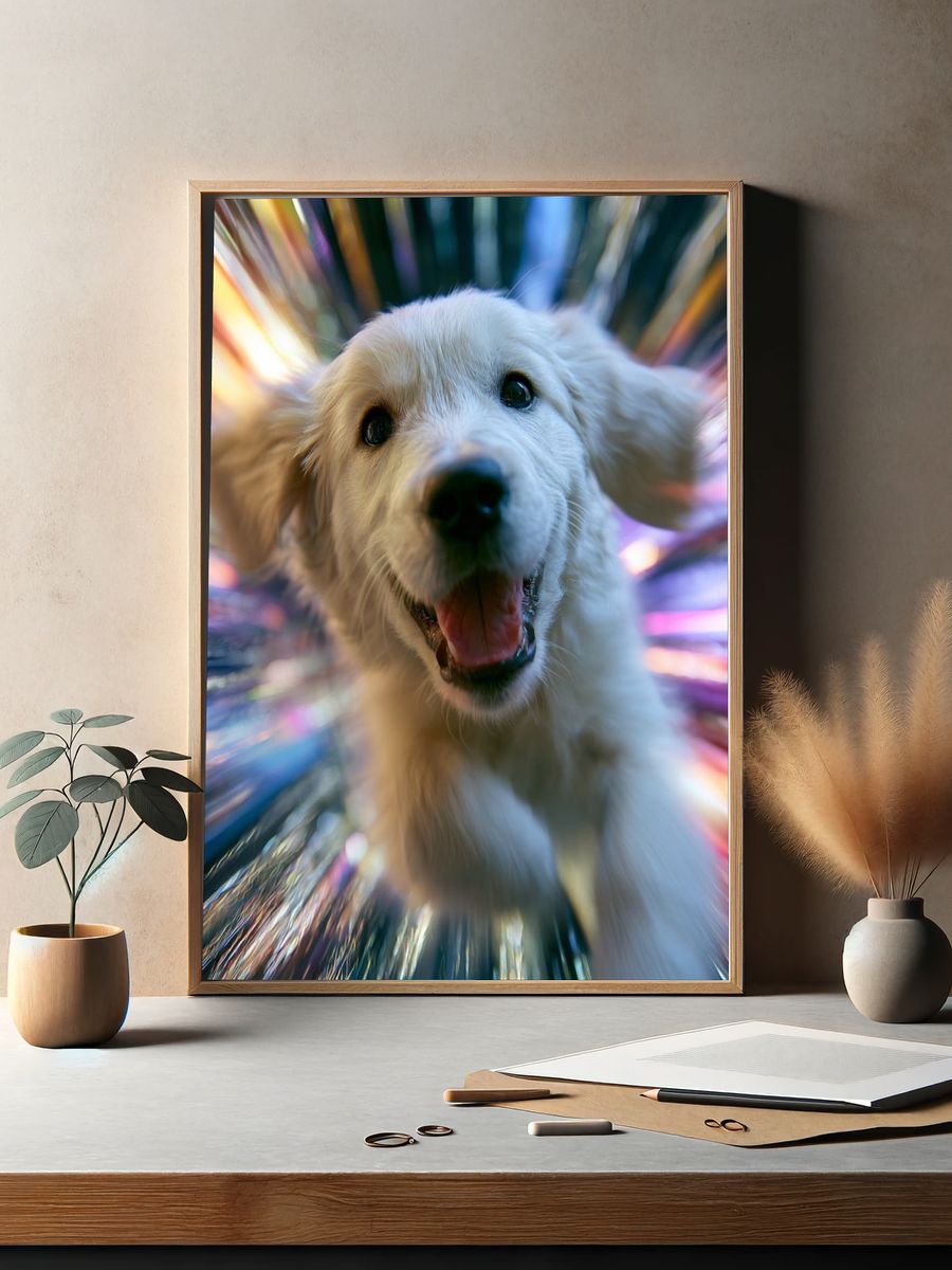 Golden Retriever Burst Poster. — room view 2