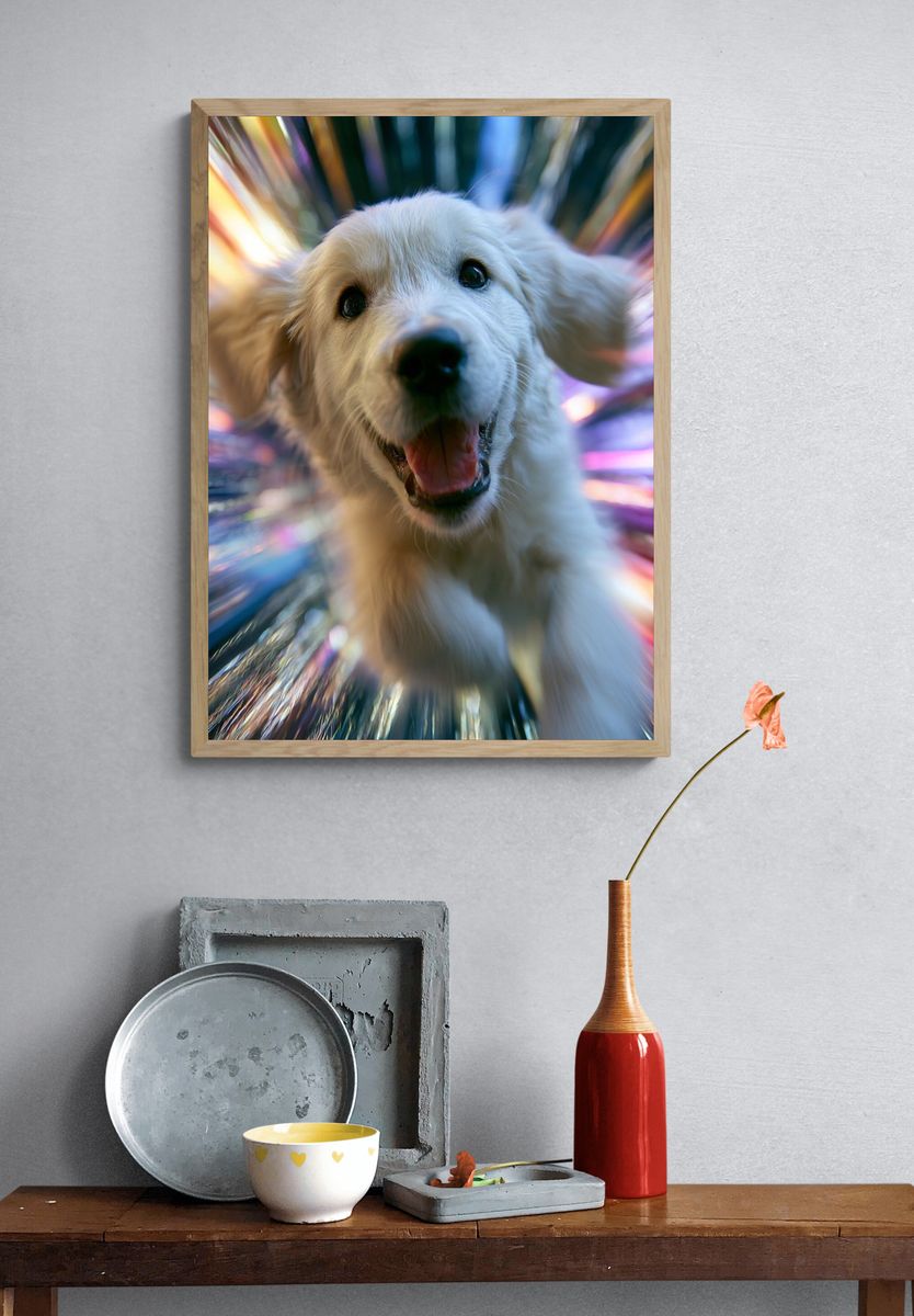 Golden Retriever Burst Poster. — room view 3