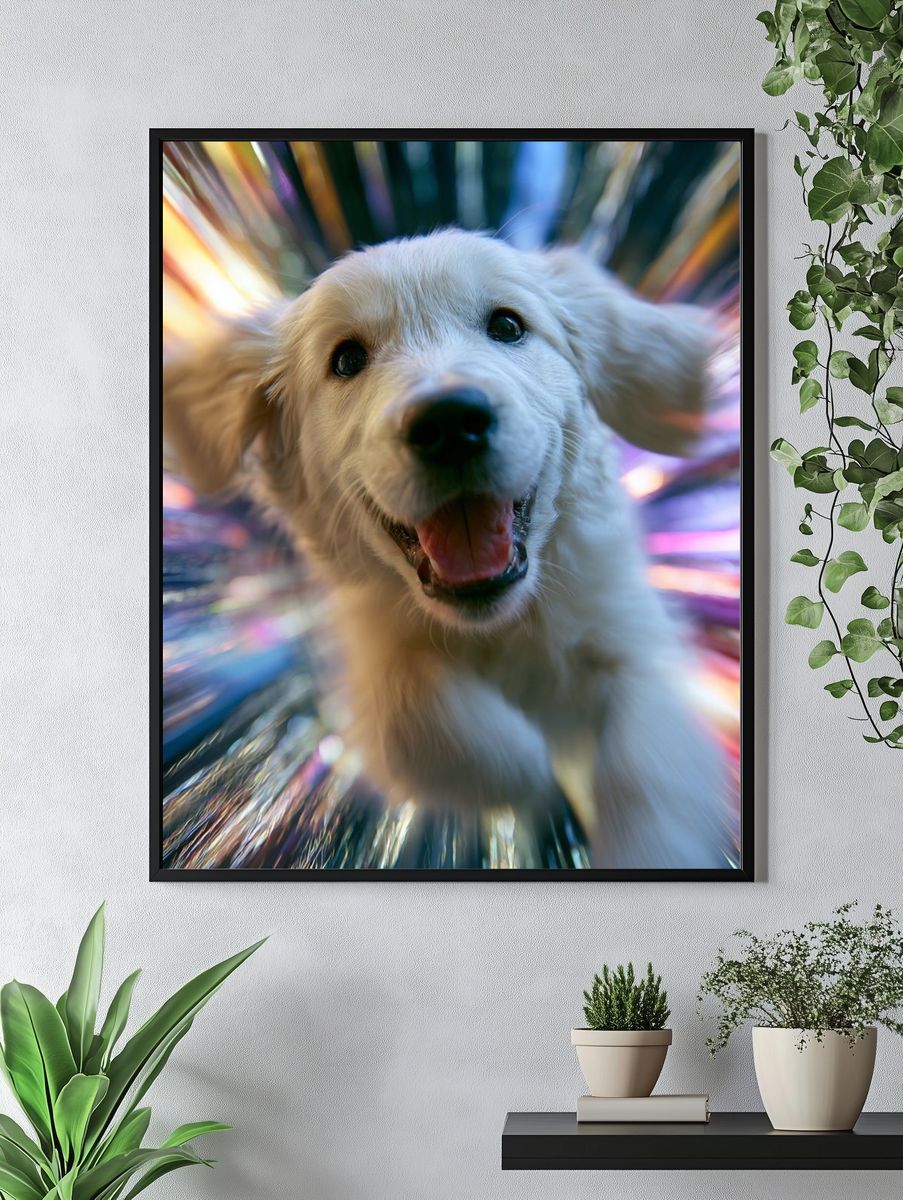 Golden Retriever Burst Poster. — room view 4