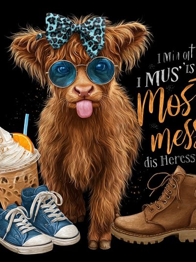 Funny Highland Cow Typography Poster.