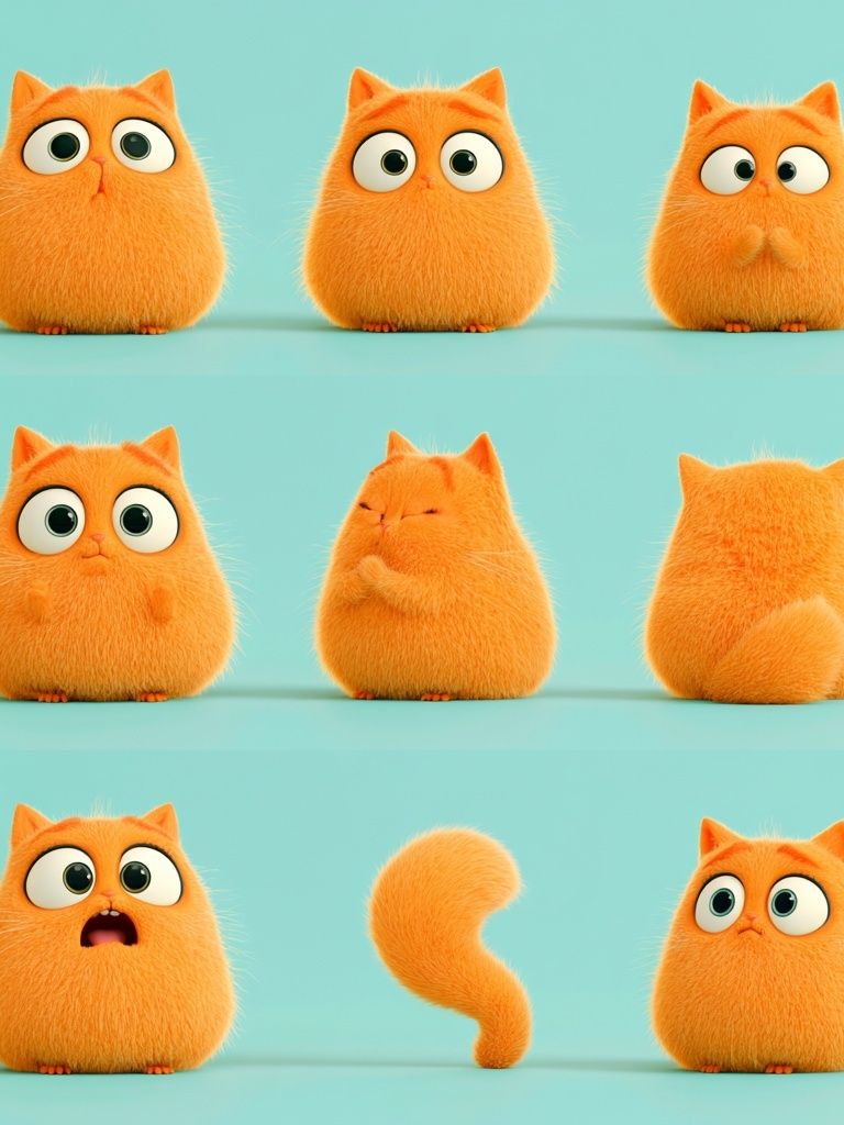 Orange Cat Expressions Illustration Poster. poster detail
