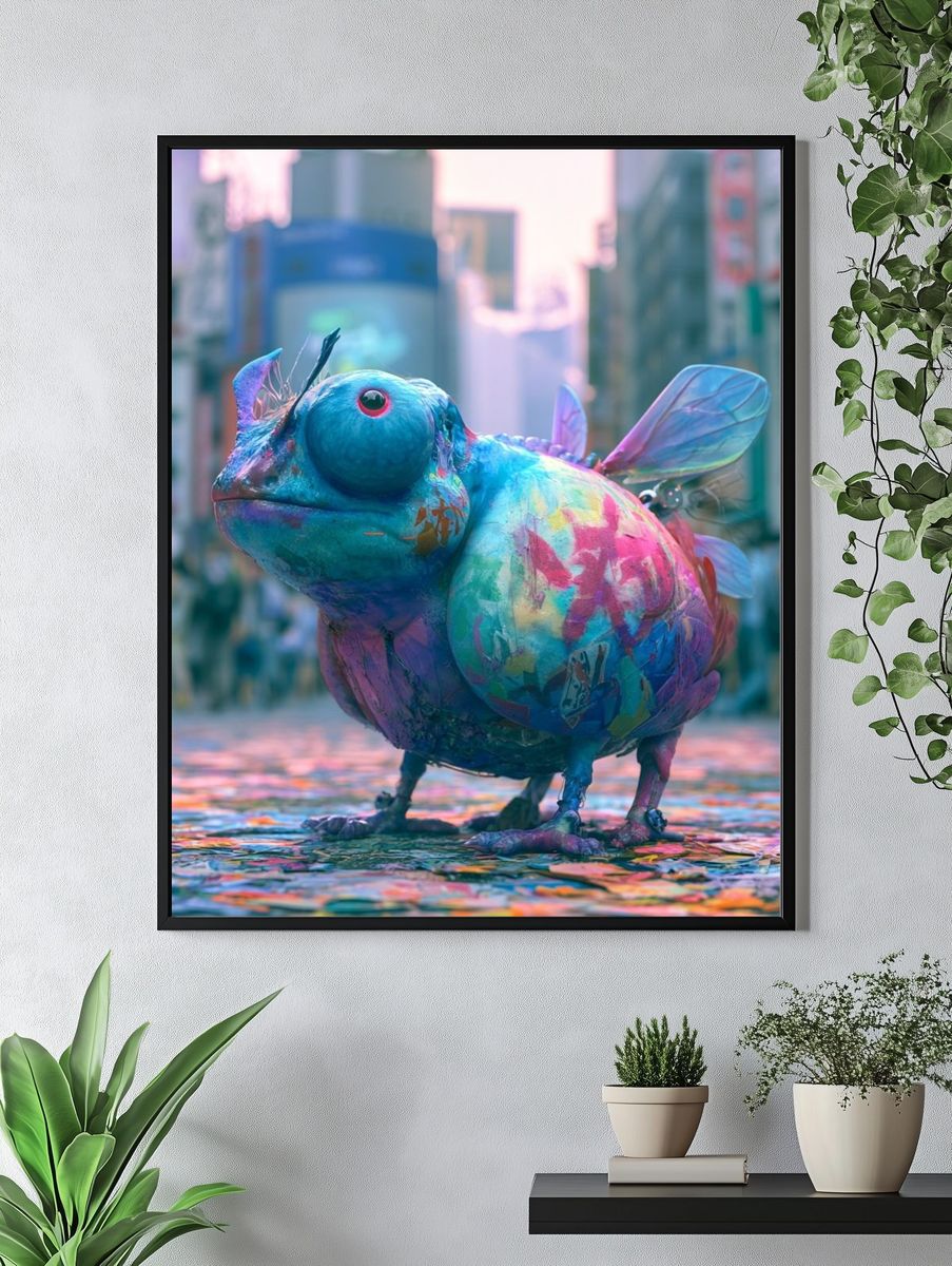 Colorful Chameleon Street Art Poster. — room view 4