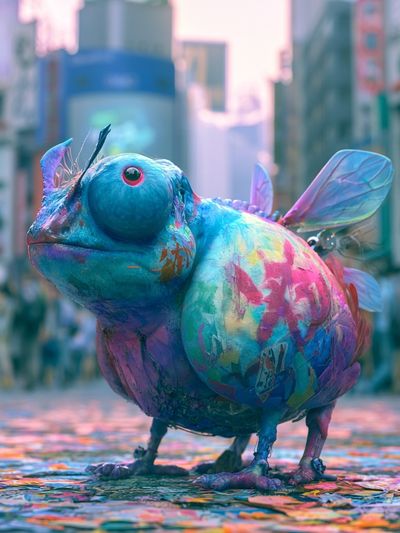 Colorful Chameleon Street Art Poster.