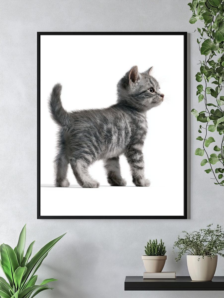 Gray Kitten Portrait Poster. — room view 4