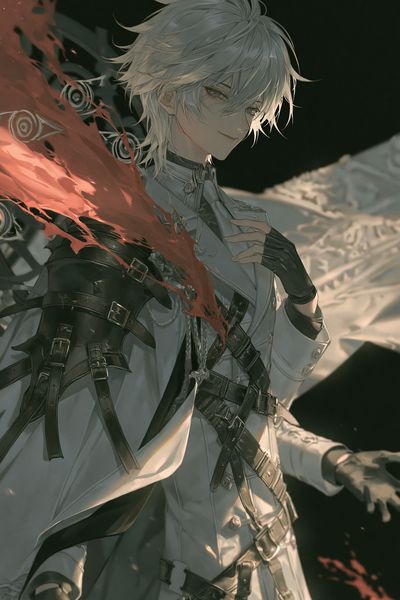 White-Haired Anime Character Print.