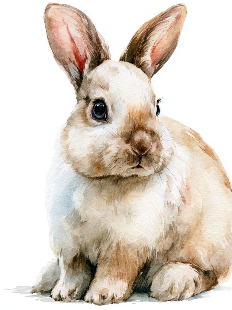 Watercolor Rabbit Portrait Poster. poster — animals art