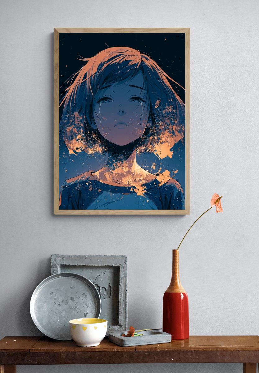 Melancholic Girl Portrait Poster. — room view 3