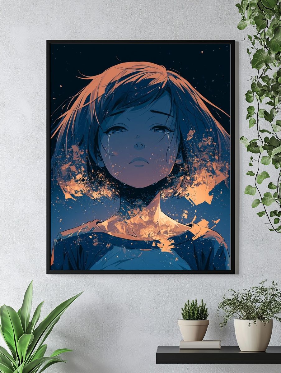 Melancholic Girl Portrait Poster. — room view 4