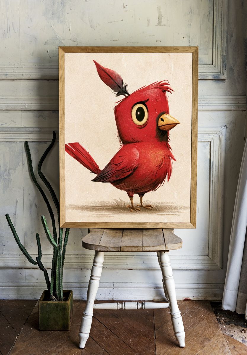 Red Cardinal Cartoon Poster. room preview