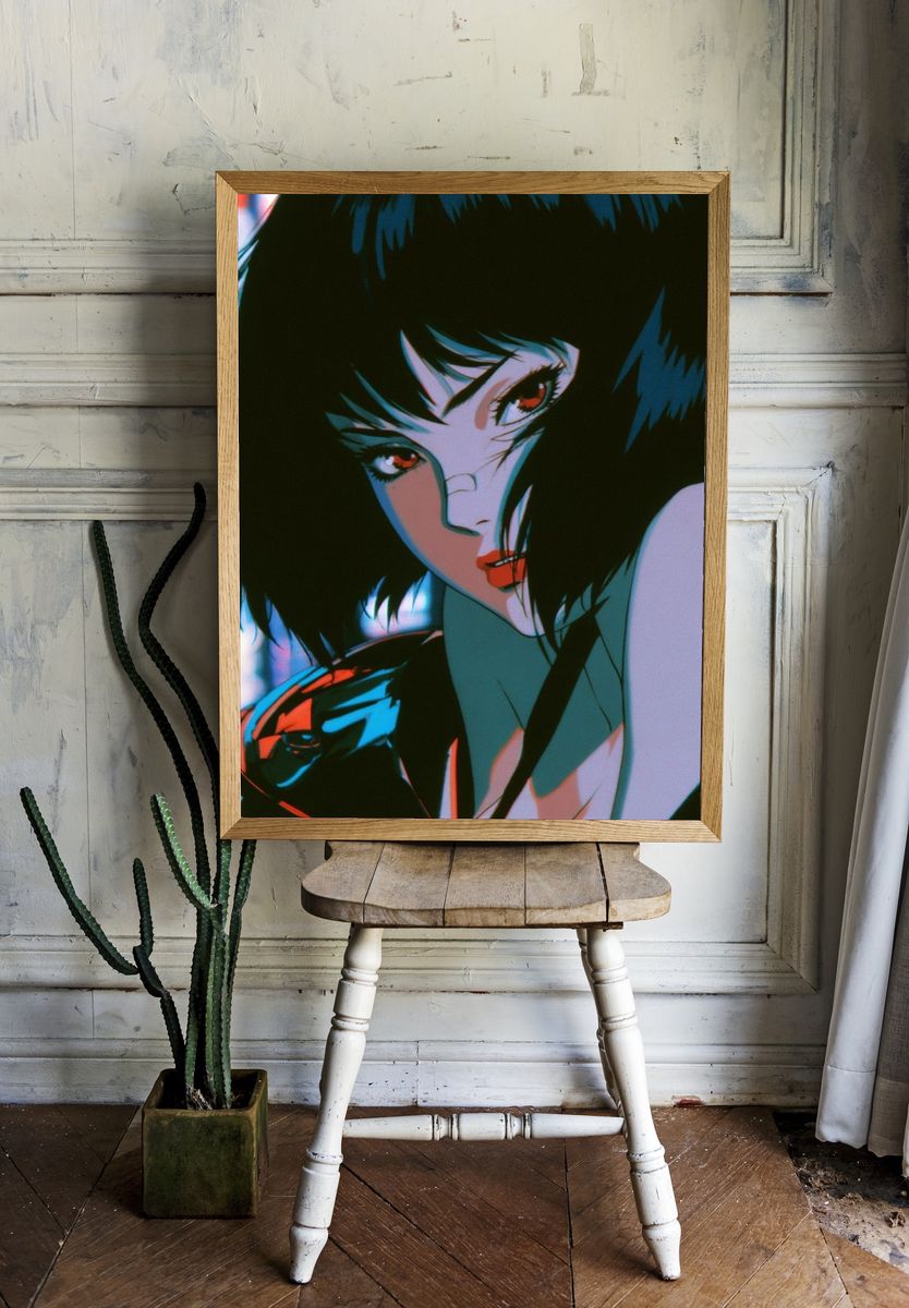 Cyberpunk Anime Portrait Poster. room preview
