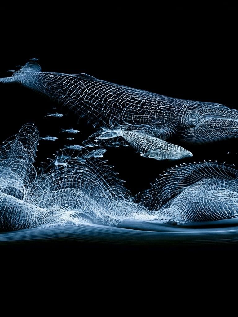 Bioluminescent Whale Abstract Print. poster — animals art