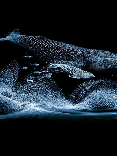 Bioluminescent Whale Abstract Print. poster