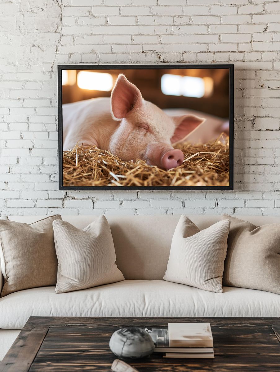 Sleeping Piglet Photography Poster. — room view 1