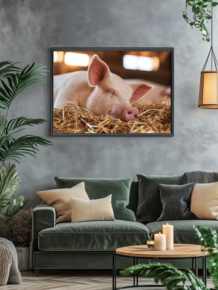 Sleeping Piglet Photography Poster. — room view 4