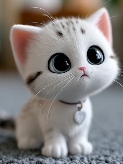 Cute White Kitten Illustration Poster. poster
