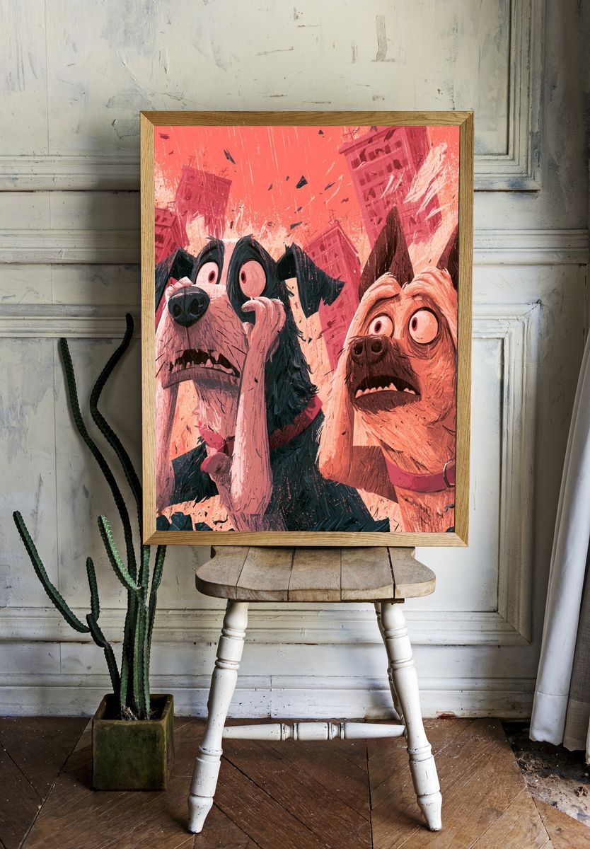 Surprised Dogs Digital Art Poster. room preview