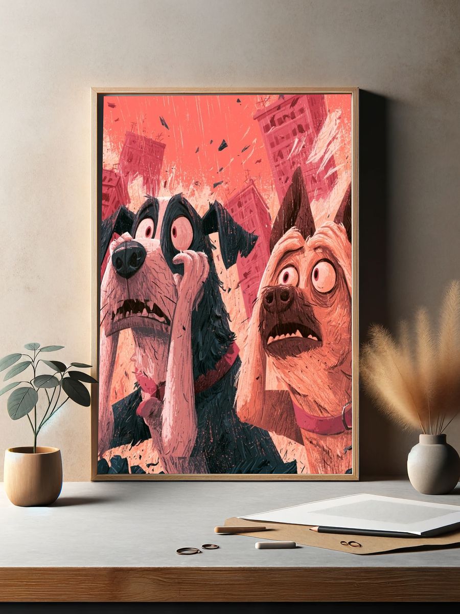 Surprised Dogs Digital Art Poster. — room view 2