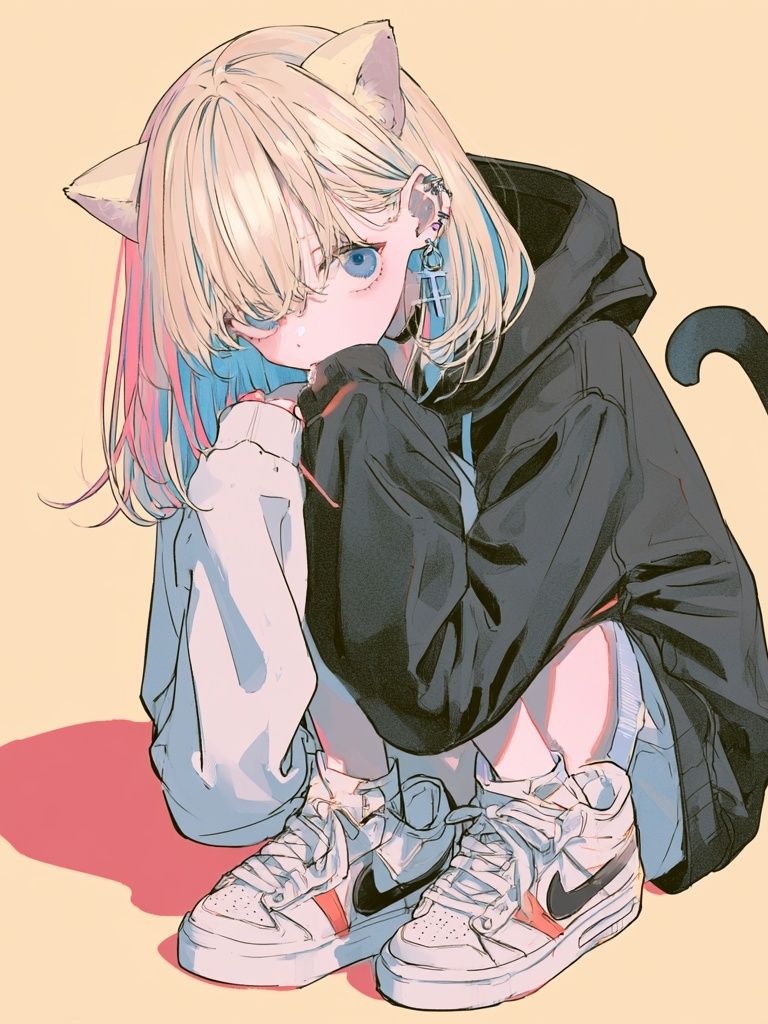 Catgirl Hoodie Illustration Poster. poster — anime art