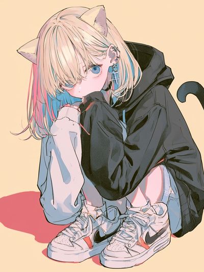 Catgirl Hoodie Illustration Poster.