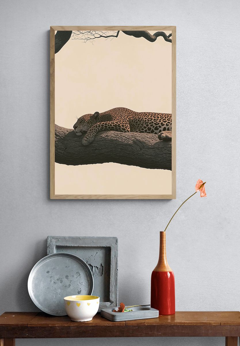 Sleeping Leopard Tree Poster. — room view 3