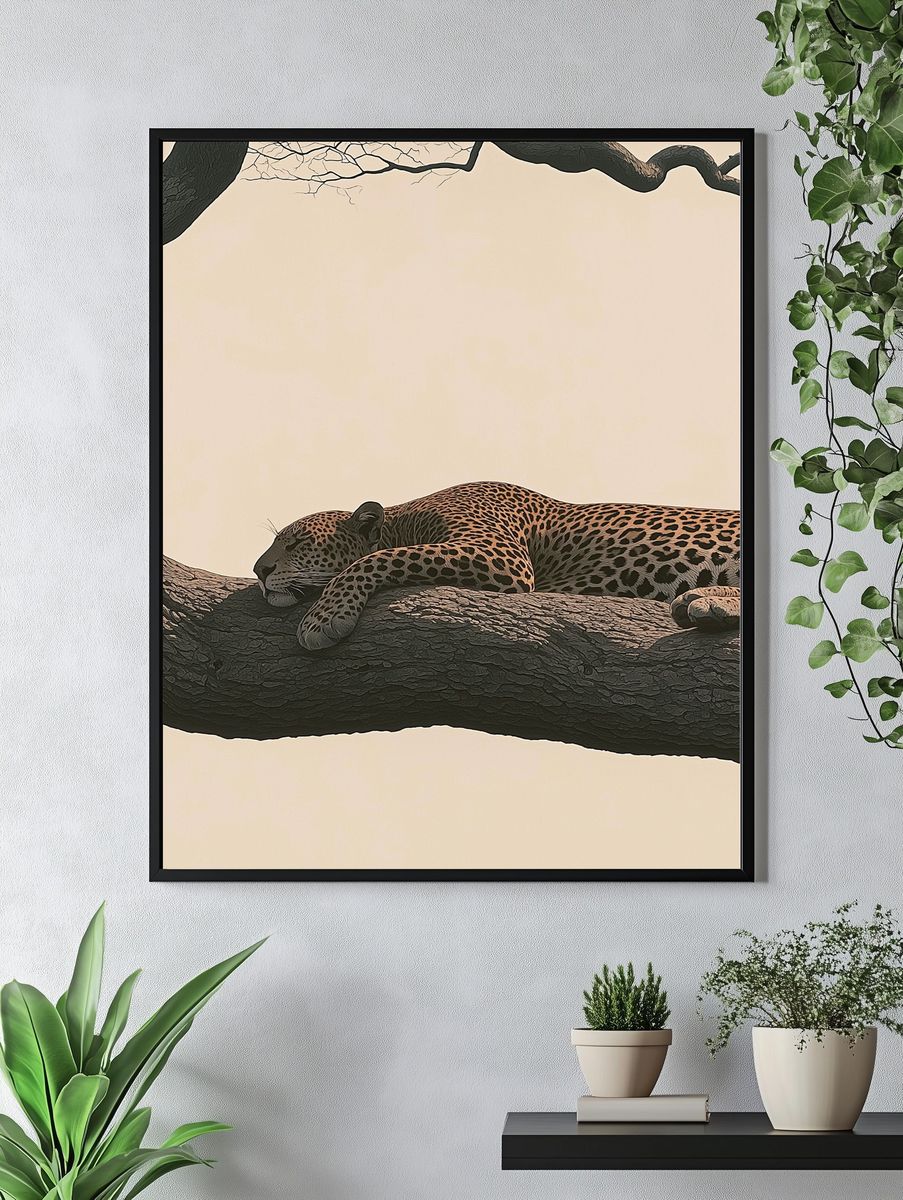 Sleeping Leopard Tree Poster. — room view 4