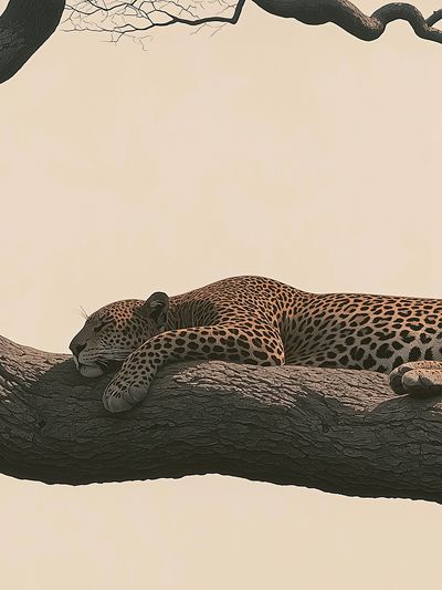 Sleeping Leopard Tree Poster.