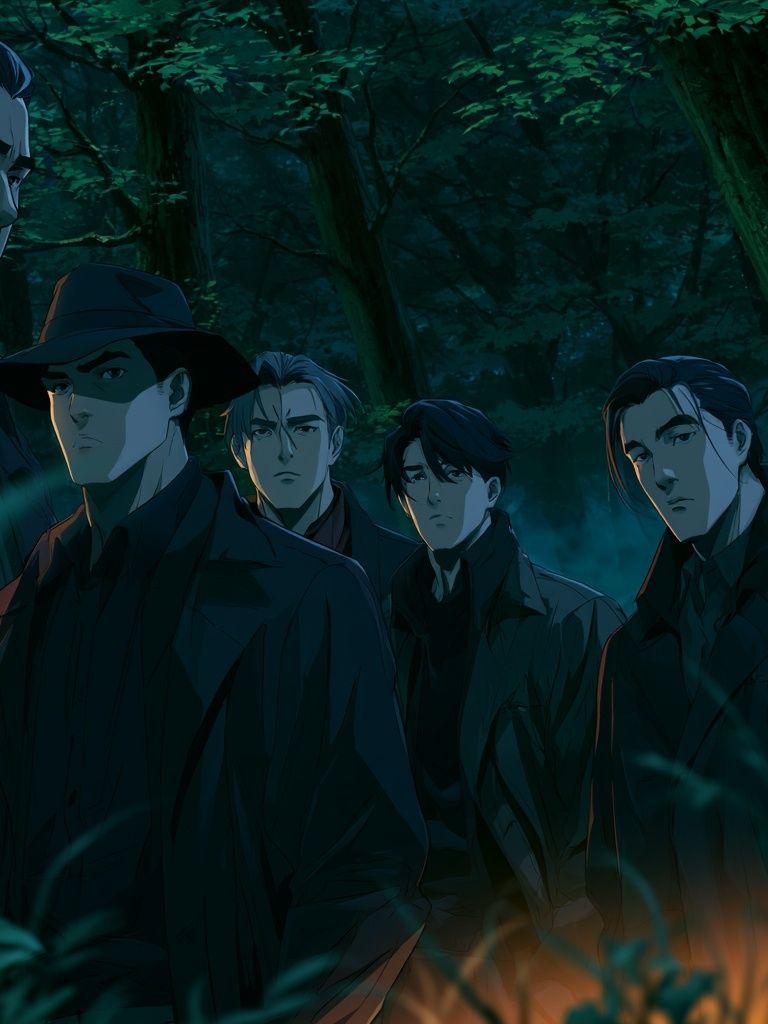 Mysterious Men in Forest Anime Poster. poster detail