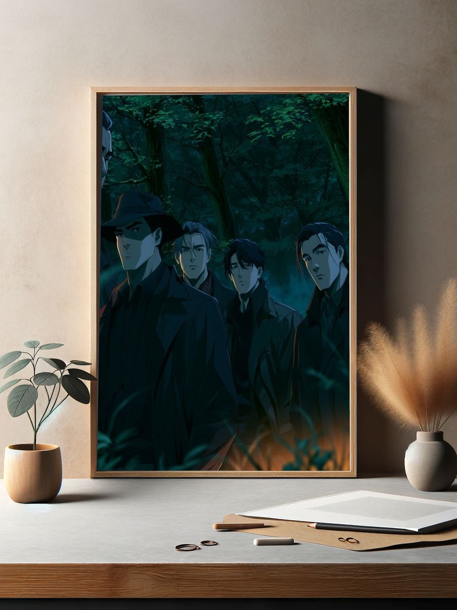 Mysterious Men in Forest Anime Poster. — room view 2