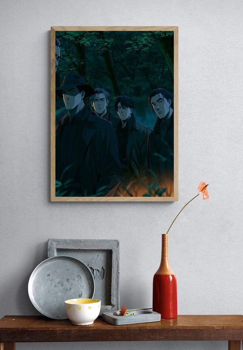 Mysterious Men in Forest Anime Poster. — room view 3