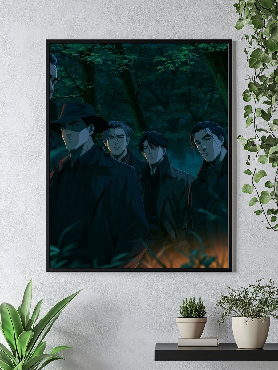 Mysterious Men in Forest Anime Poster. — room view 4