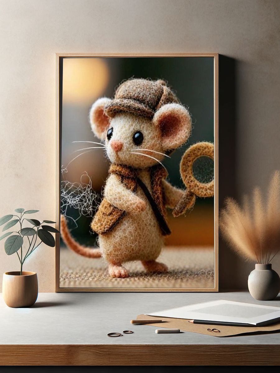 Needle-Felt Detective Mouse Poster. — room view 2