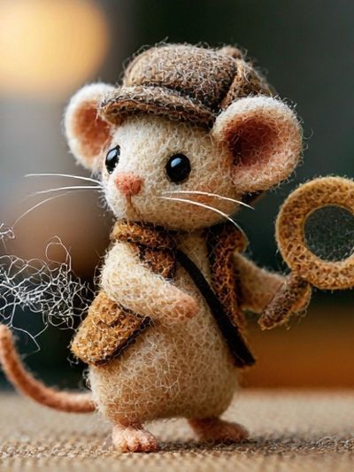 Needle-Felt Detective Mouse Poster.