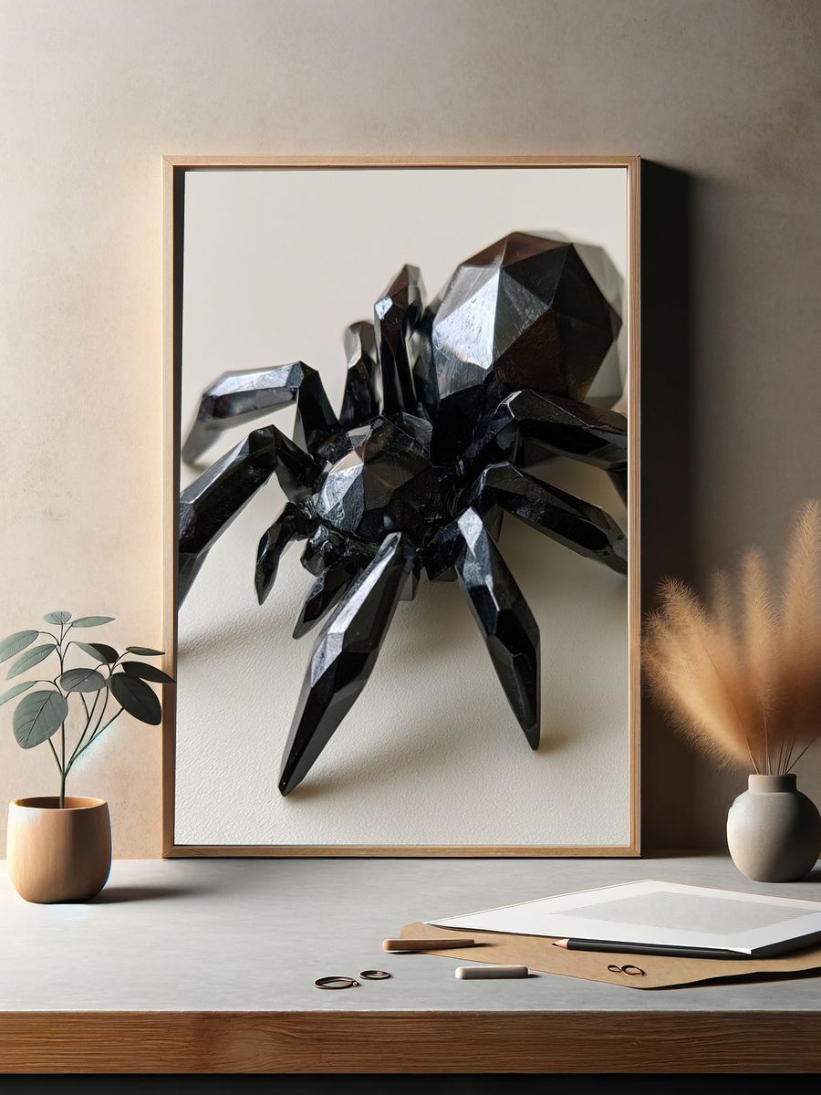 Black Geometric Spider Print. — room view 2