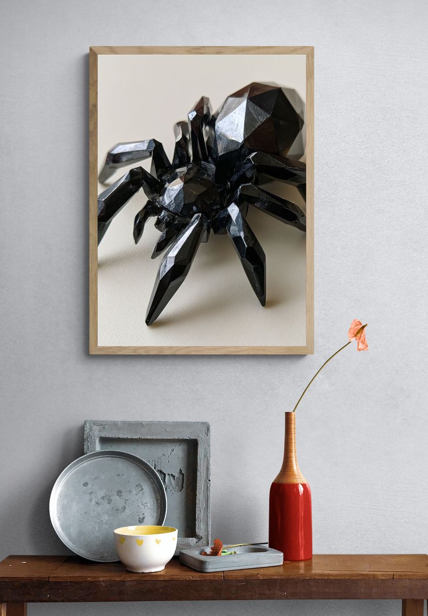 Black Geometric Spider Print. — room view 3