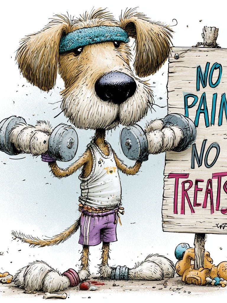 No Pain No Treats Dog Illustration Poster. poster — animals art