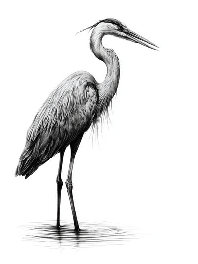 Elegant Heron Ink Poster. poster