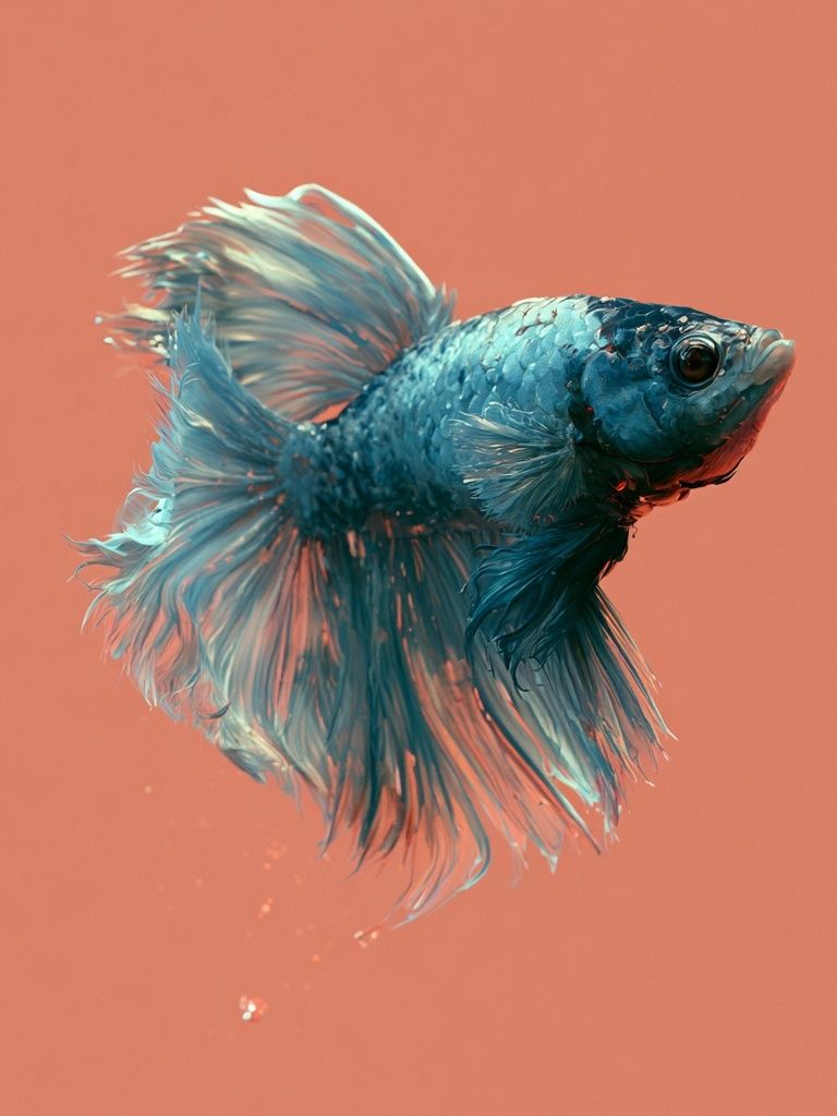 Blue Betta Fish Illustration Poster. poster — animals art