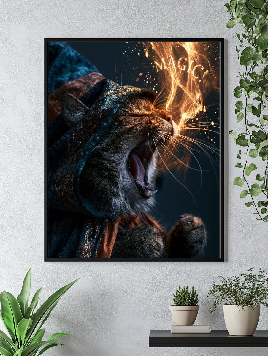 Magic Cat Fantasy Illustration Poster. — room view 4