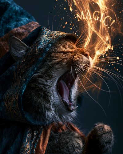 Magic Cat Fantasy Illustration Poster.