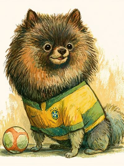 Pomeranian Soccer Illustration Poster.