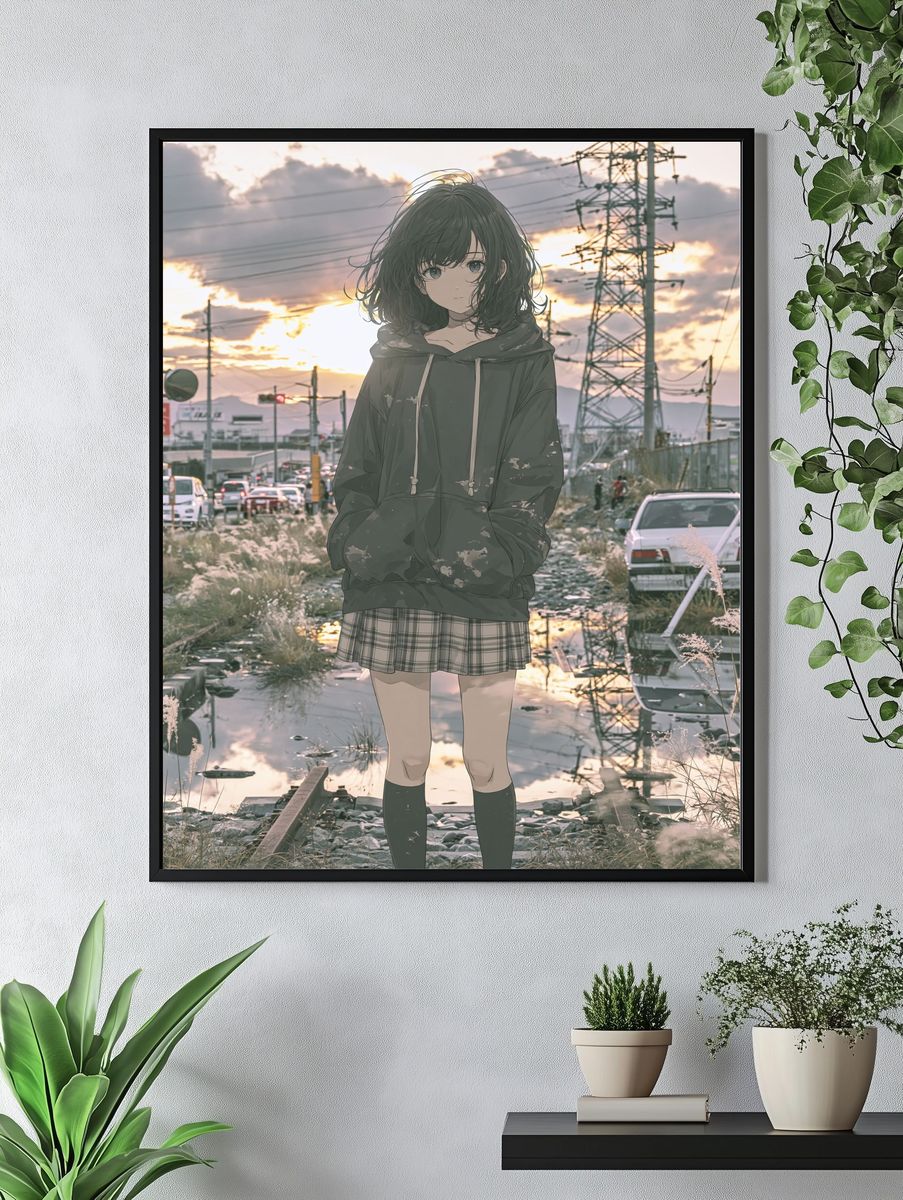 Anime Girl at Sunset Poster. — room view 4