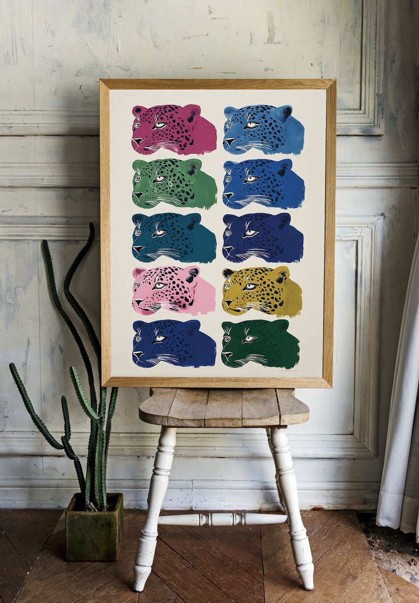 Pop Art Leopard Heads Poster. room preview